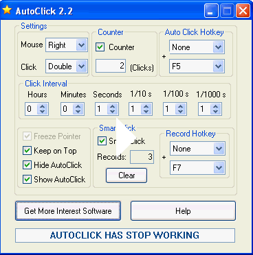 Giao diện phần mềm Auto Click 2.2